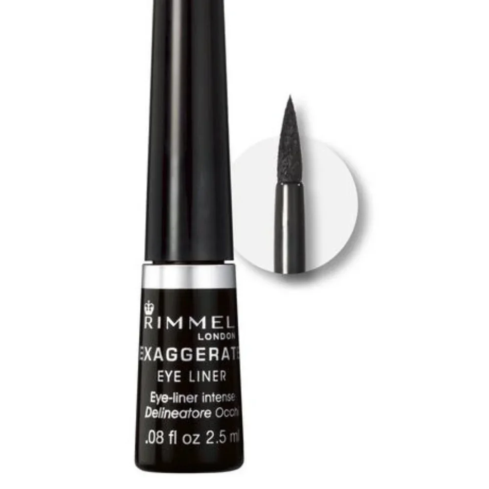 Rimmel London 001 Black Exaggerate Felt Tip Eyeliner Precise NEW